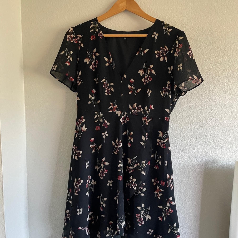 Madewell Black Floral Midi Dress